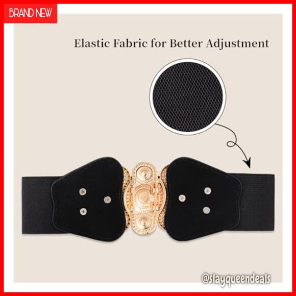 Western Wide Elastic Belt with Retro Buckle, Sizes M-XL, 2.4\